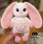 Personalised big pink rabbit, handmade toy - Image 4