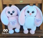 Big pink bunny with name and date of birth - Image 5