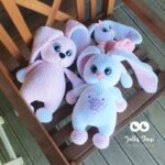 Nime ja sünniandmetega piimavalge/roosa jänku. Nimeline heegeldatud mänguasi - Image 4