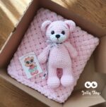 Pink set: personalized teddy and baby blanket