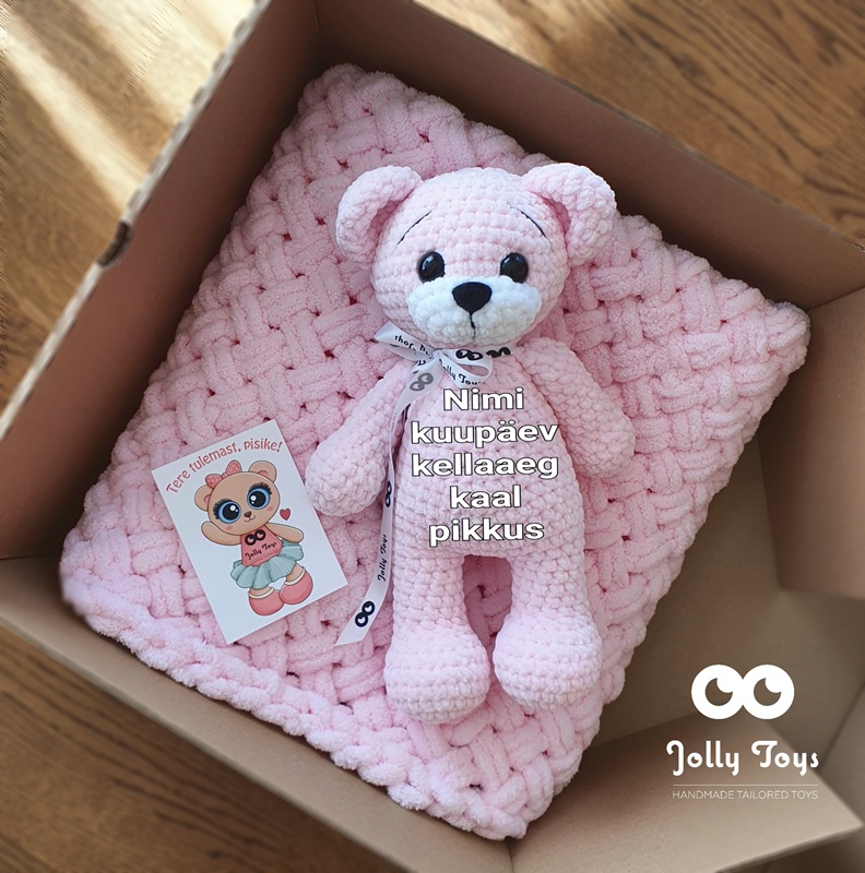 20210821_155615_1629556040748s Pink set: personalized teddy and baby blanket - Image 2