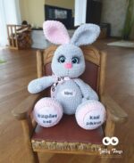 Brown / pink bunny, Toy with name and date of birth - Image 4
