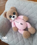 Teddy girl in pink pajamas. Personalised teddy bear
