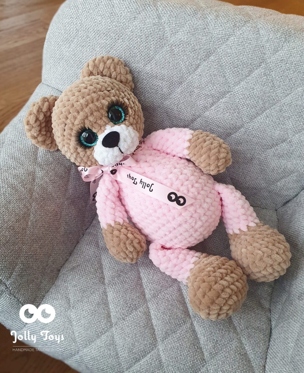 20211219_141014_1639934901290-scaled-e1639935143344.jpg Teddy girl in pink pajamas. Personalised teddy bear - Image 1