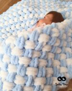 Baby blanket light blue/white - Image 2