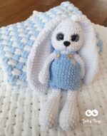 Baby blanket light blue/white - Image 3