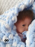 Baby blanket light blue/white - Image 4