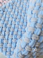 Set for a boy: gray/blue bunny and baby blanket - Image 4