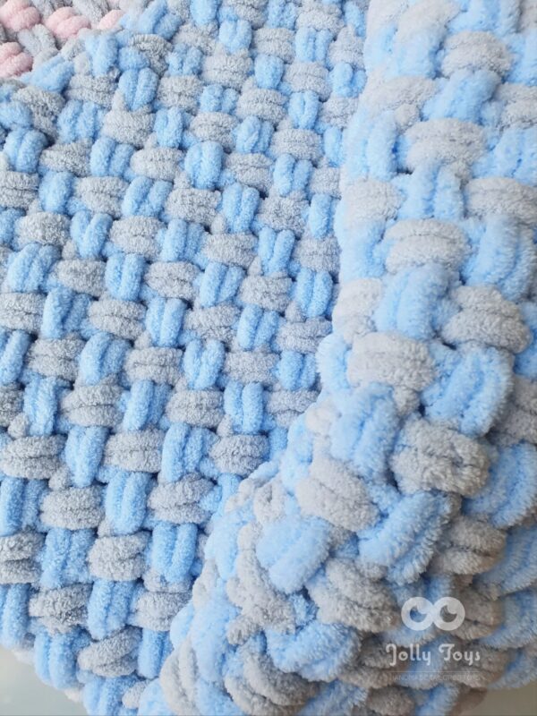 20220129_112307_1643479504709 Set for a boy: gray/blue bunny and baby blanket - Image 4