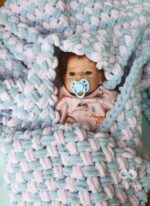 Pink/gray set: baby blanket and bunny - Image 4