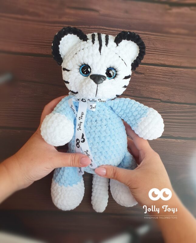 20220926_104203_1664259023445 Personalised white tiger in blue pajamas- sleep guard - Image 1