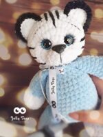 Personalised white tiger in blue pajamas- sleep guard - Image 3