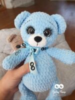 Blue teddy bear. Personalised toy - Image 2