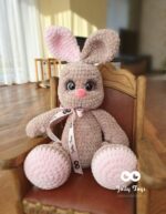 Brown / pink bunny, Toy with name and date of birth