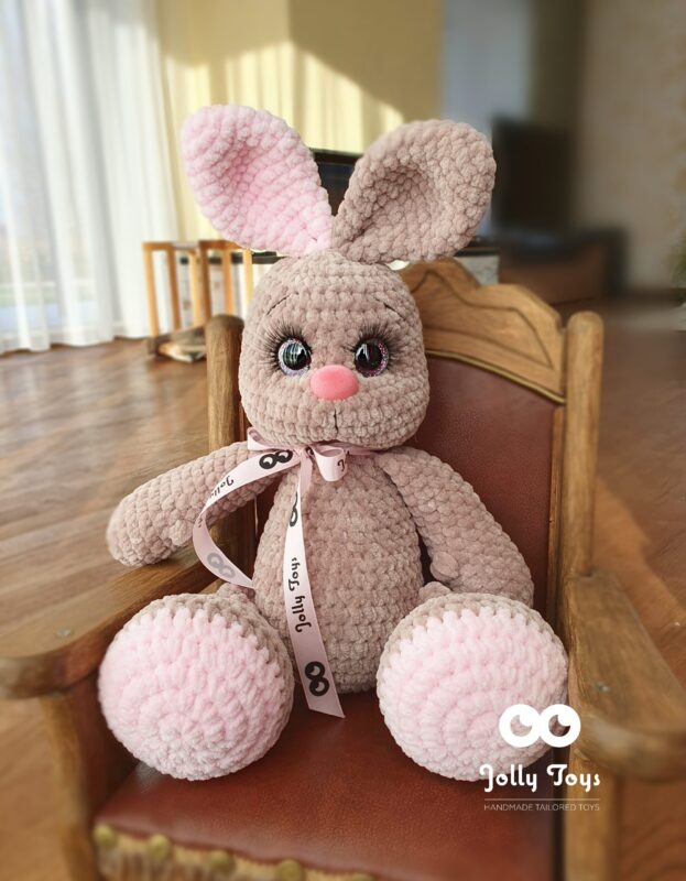 20221119_114417_1668852317356 Brown / pink bunny, Toy with name and date of birth - Image 1