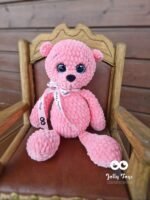 Coral pink bear. Personalised baby shower gift - Image 2