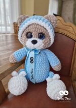 Sleepy teddy in blu pijama. Personalised toy - Image 7