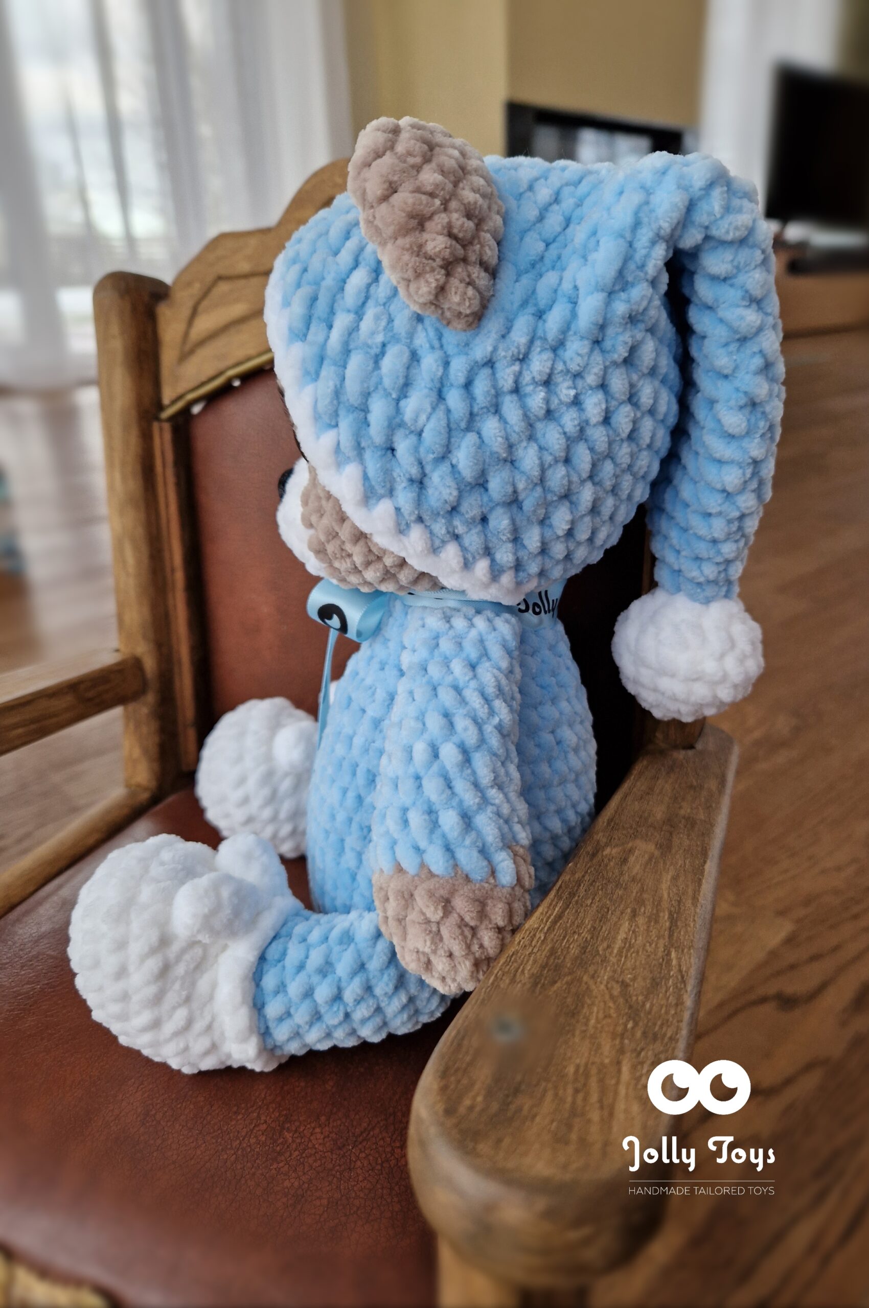 20230210_124353_1676044330477 Sleepy teddy in blu pijama. Personalised toy - Image 3