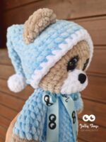 Sleepy teddy in blu pijama. Personalised toy - Image 6