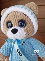 Sleepy teddy in blu pijama. Personalised toy - Image 4