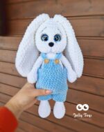 Set for a boy: white/blue bunny and baby blanket - Image 6