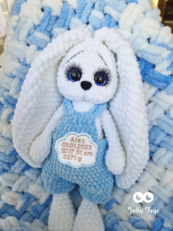20230627_090941_1688133675459 White / blue tall bunny boy. Personalised gift - Image 4