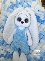 Set for a boy: white/blue bunny and baby blanket - Image 4