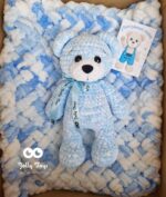 Blue set: named teddy and baby blanket - Image 4