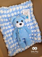 Blue set: named teddy and baby blanket