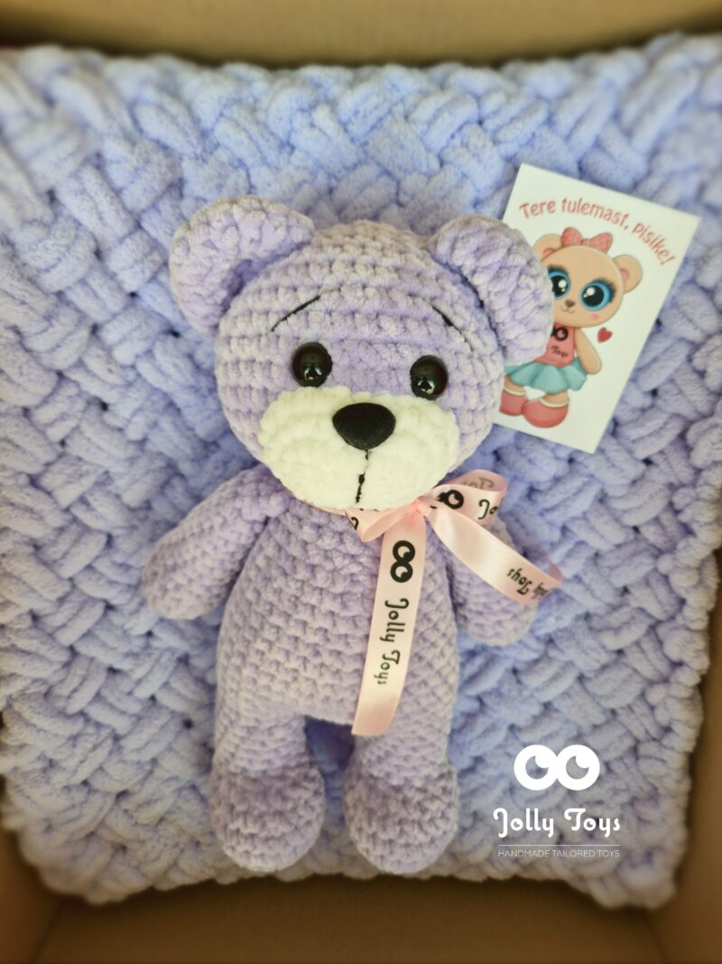 20230816_152628_1692189987589 Purple set: named teddy and baby blanket - Image 5