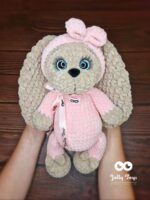 Dog girl with a headband in a pink pijama Personalised toy