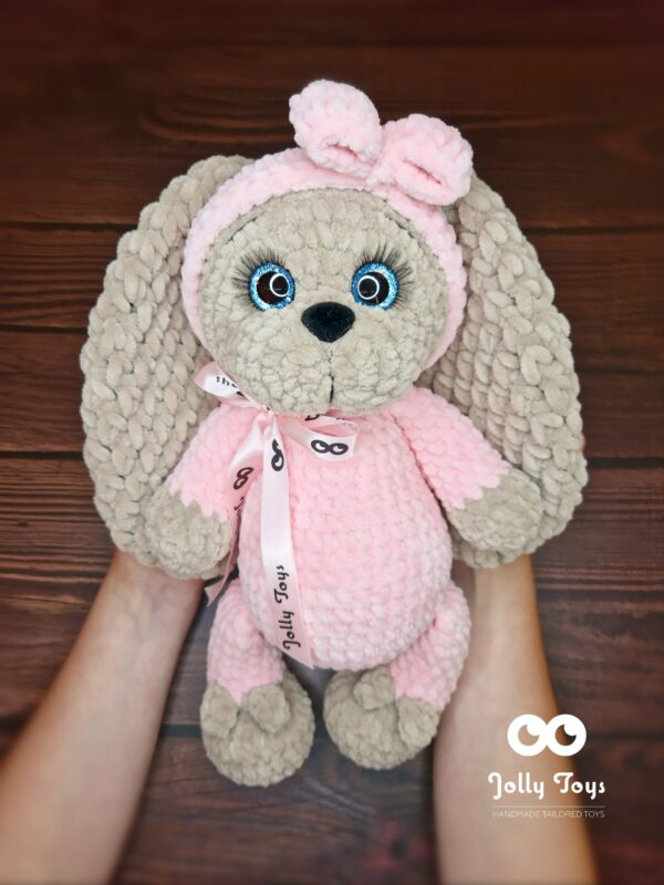 20230901_150650_1693591510691 Dog girl with a headband in a pink pijama Personalised toy - Image 1