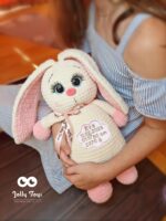 Personalised milky white and pink bunny - Image 3