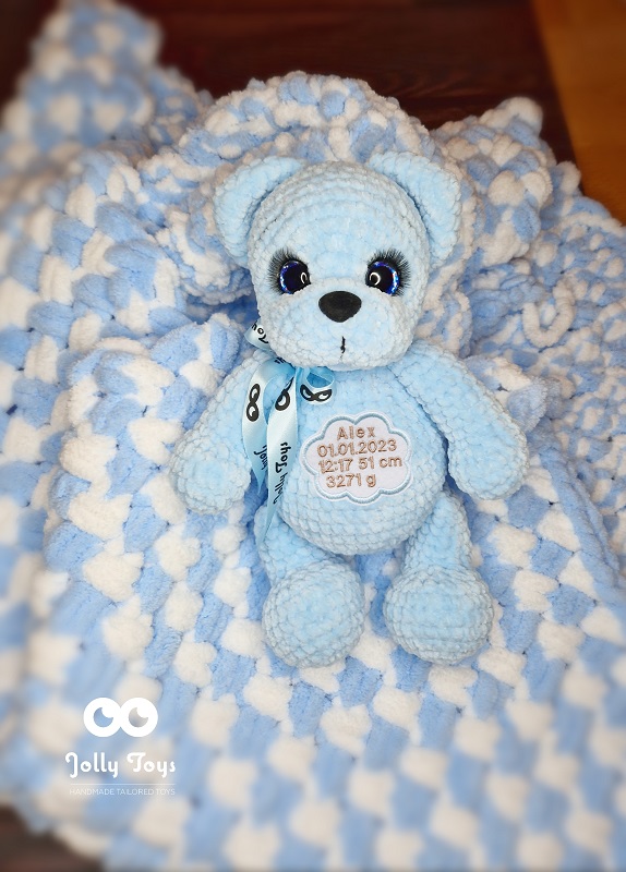 20230902_171033_1693667231057_1693667455623 Blue teddy bear, name gift, bear - Image 4