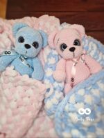 Blue set: teddy with sparkle eyes and baby blanket - Image 8