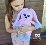 Big pink bunny with name and date of birth - Image 2