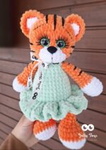 Personalized tiger girl in mint dress Babyshower gift for girl - Image 3