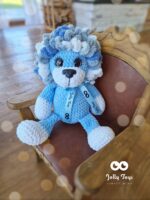 Blue lion crocheted toy with name