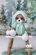 Sleepy teddy in a mint pijama Personalised toy - Image 2