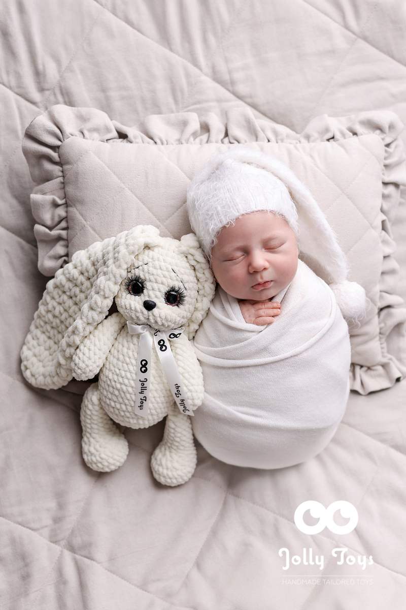 Untitled design (14) Milk white rabbit, Personalized crochet bunny - Image 1