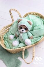 Sleepy teddy in a mint pijama Personalised toy - Image 5