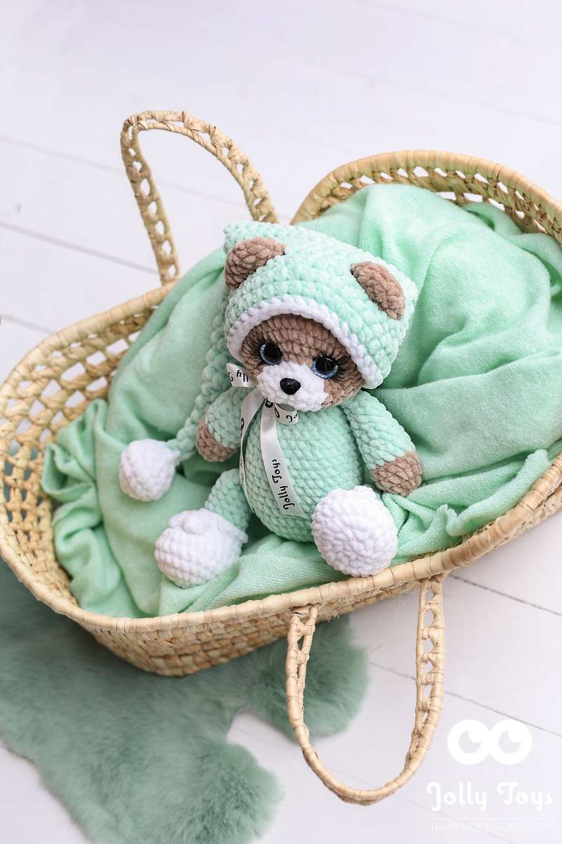 Untitled design (6) Sleepy teddy in a mint pijama Personalised toy - Image 5