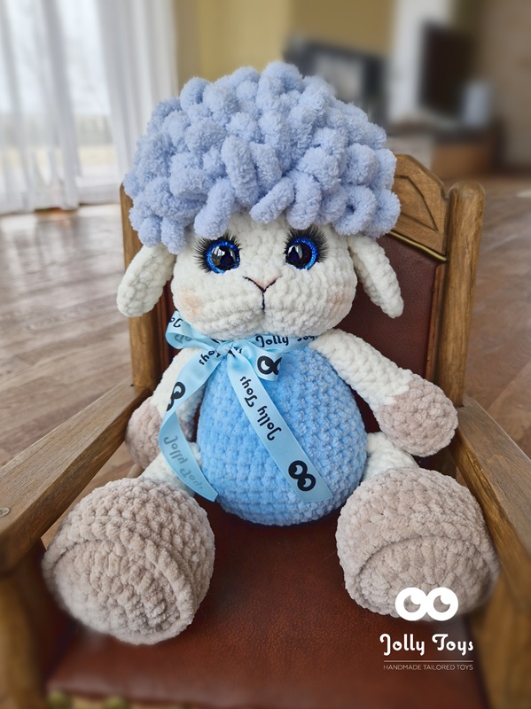 20240326_143935_1711604745394 Blue curling sheep handmade toy Aries Personalised gift - Image 1