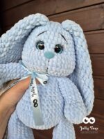 NEW! Large blue bunny with birth details. Personalised newborn gift - Image 2