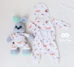 Estonian handmade baby clothes 0-3 months, pants and shirt. White animals print - Image 3