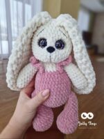 A milky white bunny in dull pink bow pants. A stylish gift - Image 2