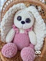 A milky white bunny in dull pink bow pants. A stylish gift - Image 3