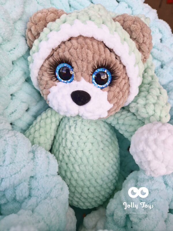 20230323_092246_1679559462699 Sleepy teddy in a mint pijama Personalised toy - Image 10