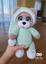 Sleepy teddy in a mint pijama Personalised toy - Image 7