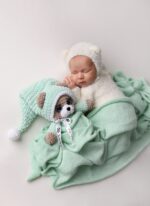 Sleepy teddy in a mint pijama Personalised toy